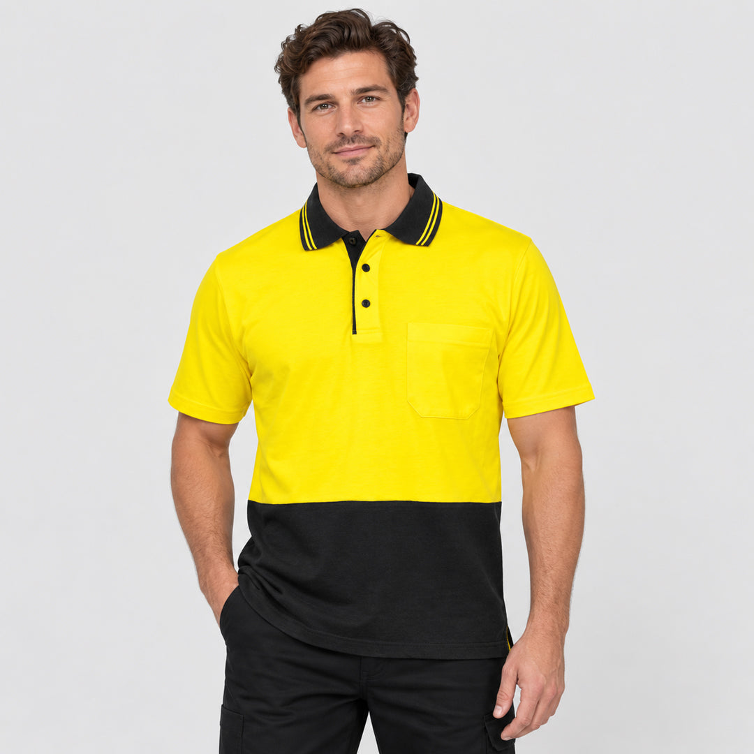 Jbs Wear The Hi Vis Cotton Contrast Polo | Short Sleeve | Adults Work Safety Protective Gear