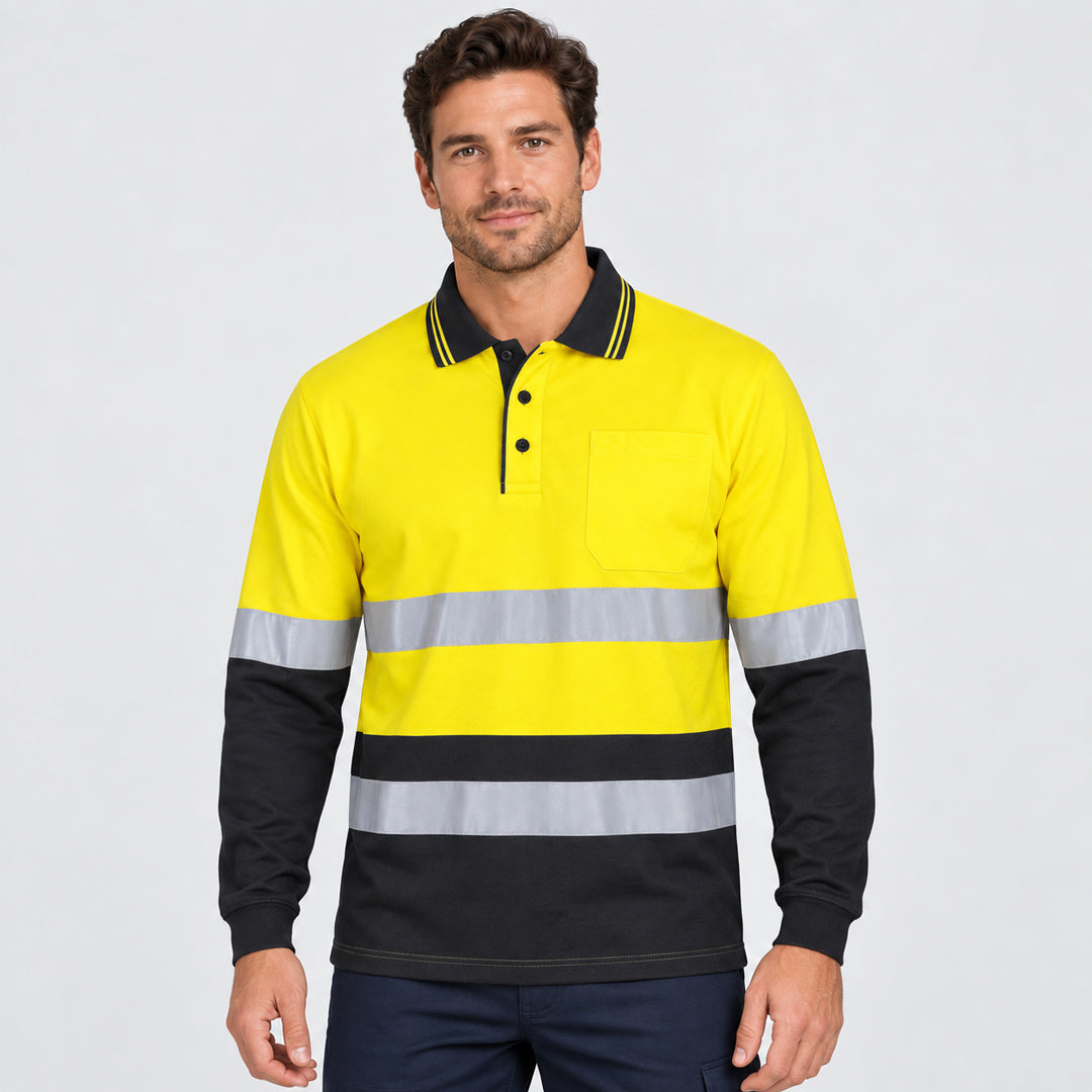 Jbs Wear The Day / Night Cotton Hi Vis Polo | Adults | Long Sleeve Work Safety Protective Gear