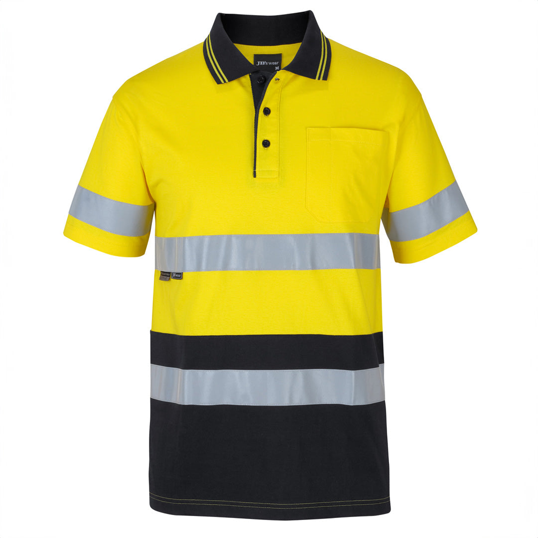 Jbs Wear The Day / Night Cotton Hi Vis Polo | Adults | Short Sleeve Yellow/Black Work Safety Protective Gear