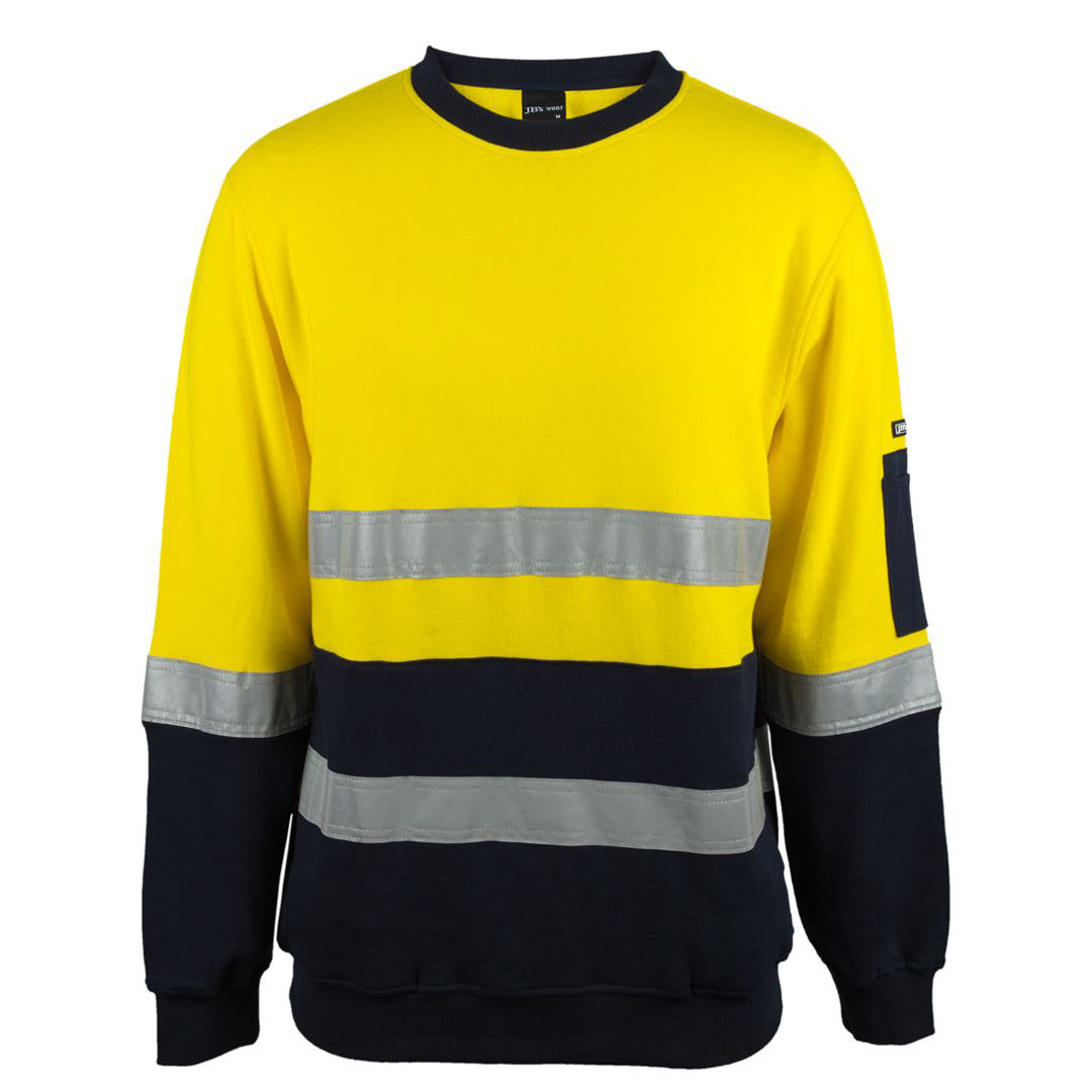 Jbs Wear The Hi Vis D/N Cotton Crew Neck Jumper | Adults Yellow/Navy Work Safety Protective Gear