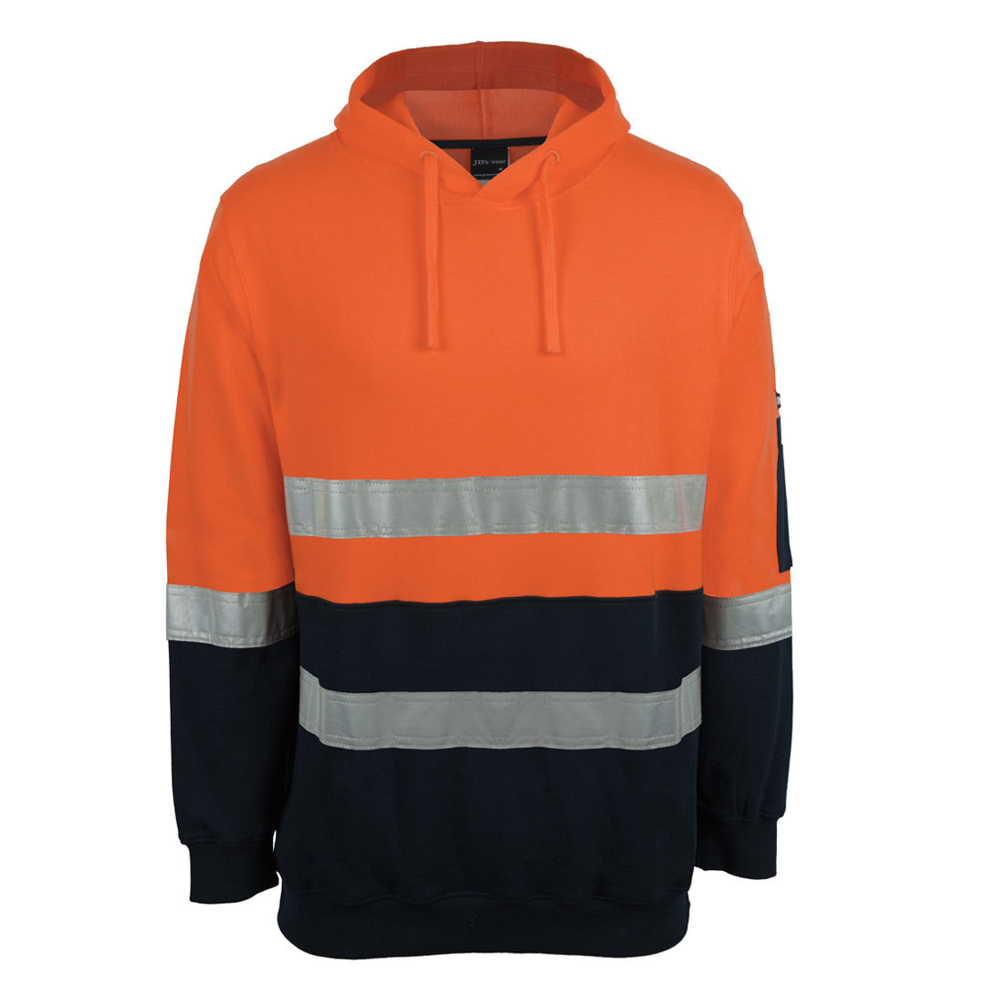 Jbs Wear The Hi Vis Cotton D/N Fleece Hoodie | Adults Orange/Navy Work Safety Protective Gear