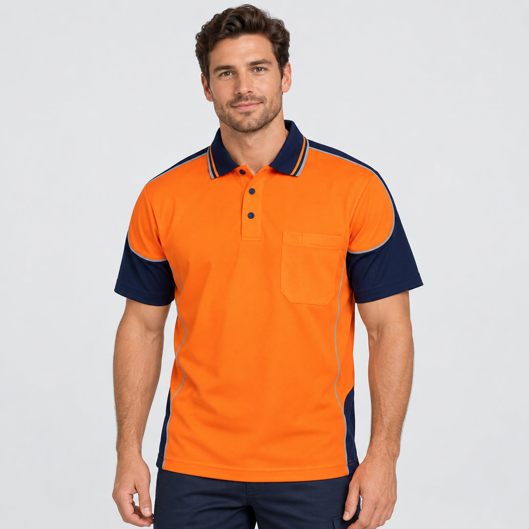 Jbs Wear The Contrast Piping Hi Vis Polo | Short Sleeve | Adults Work Safety Protective Gear