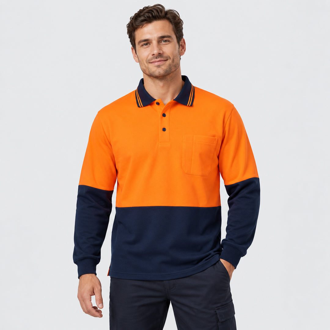 Jbs Wear The Cotton Back Hi Vis Polo | Long Sleeve | Adults Work Safety Protective Gear
