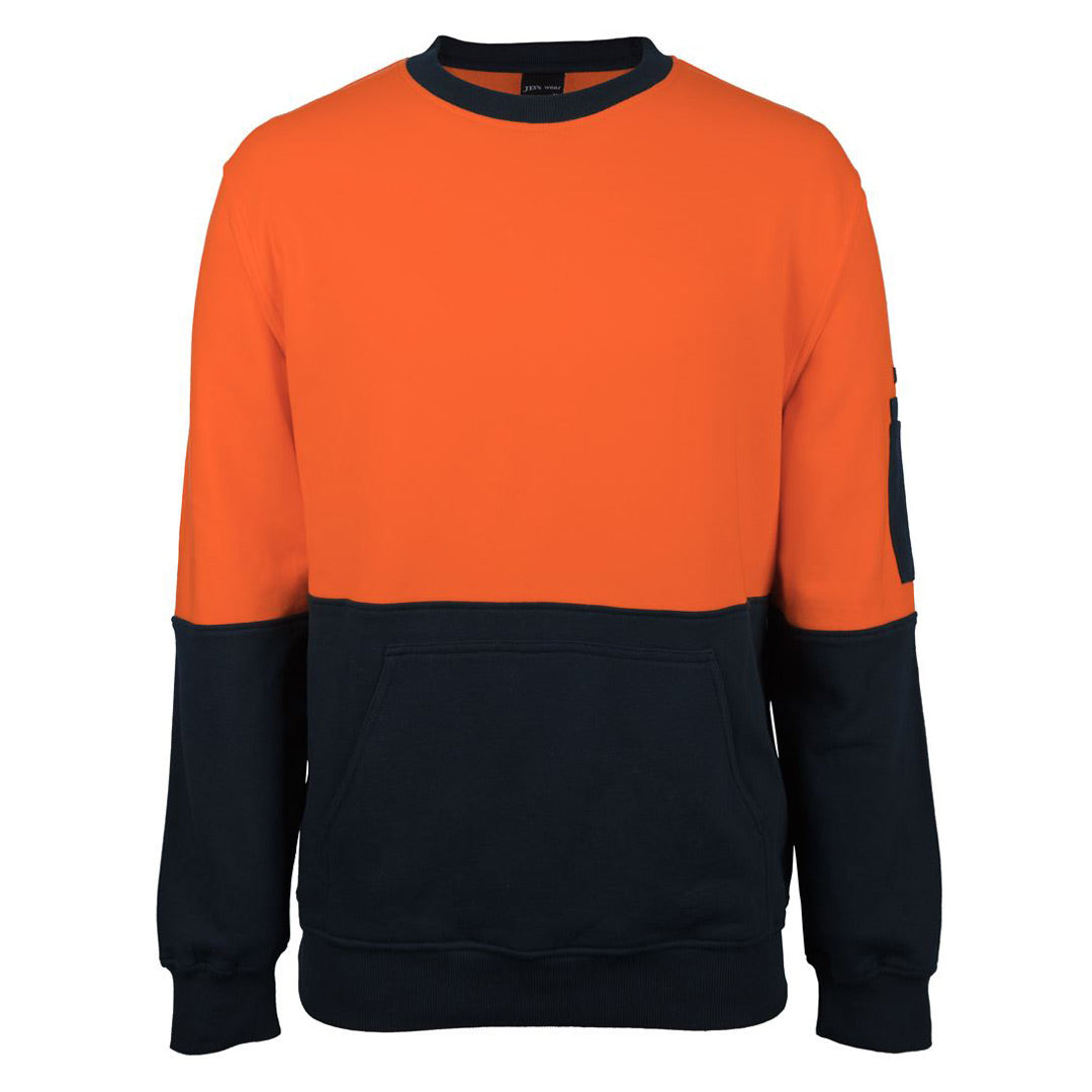 Jbs Wear The Hi Vis Crew Neck Cotton Jumper | Adults Orange/Navy Work Safety Protective Gear