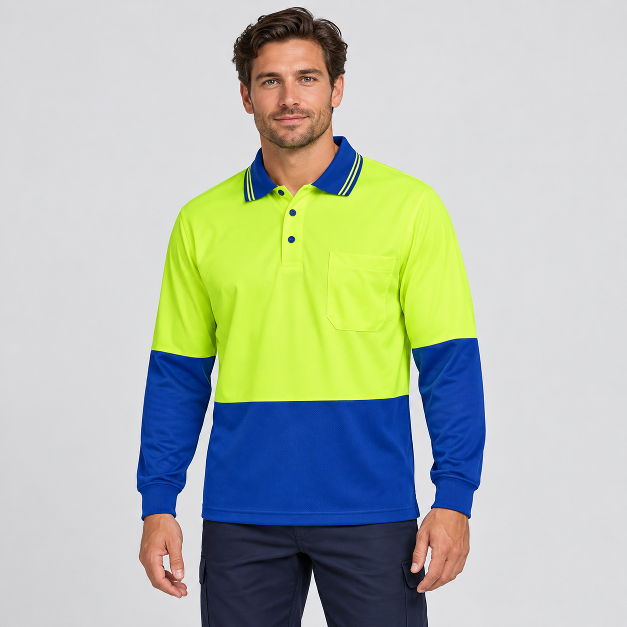 Jbs Wear The Traditional Hi Vis Polo | Long Sleeve | Adults Work Safety Protective Gear