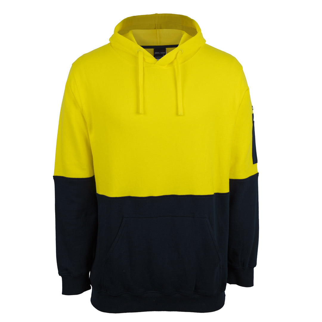 Jbs Wear The Hi Vis Cotton Fleece Hoodie | Adults Yellow/Navy Work Safety Protective Gear