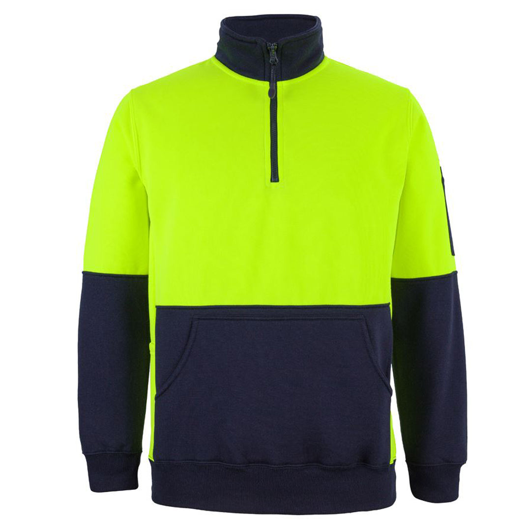 Jbs Wear The Classic 330g Hi Vis Half Zip Fleece Jumper | Adults Lime/Navy Work Safety Protective Gear