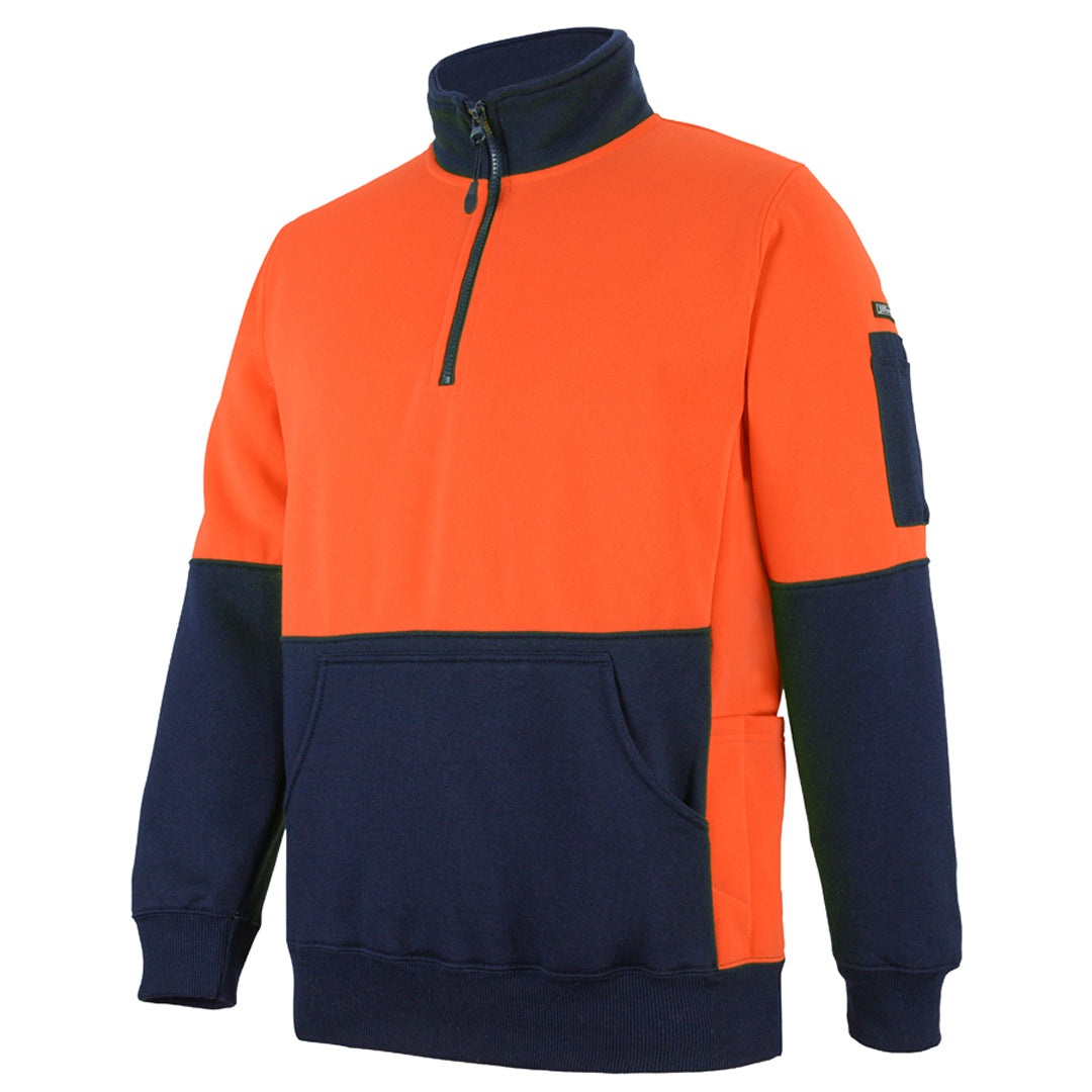 Jbs Wear The Classic 330g Hi Vis Half Zip Fleece Jumper | Adults Work Safety Protective Gear