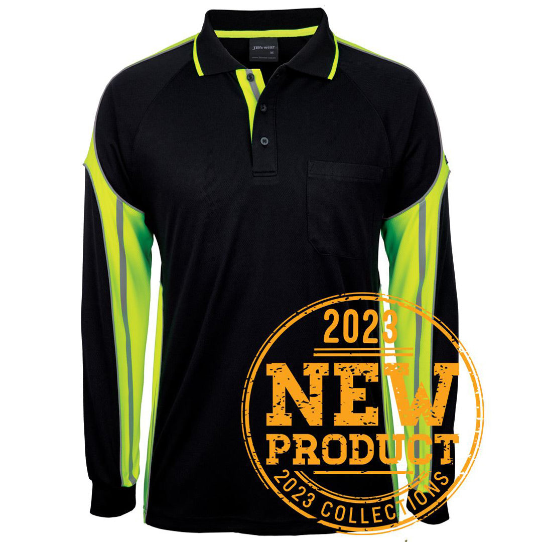 Jbs Wear The Street Panel Polo | Adults | Long Sleeve Black/Lime Work Safety Protective Gear