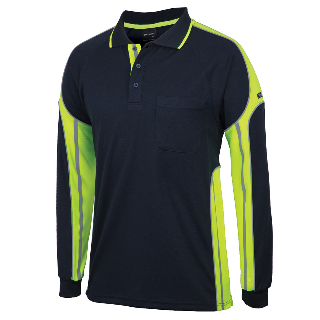 Jbs Wear The Street Panel Polo | Adults | Long Sleeve Navy/Lime Work Safety Protective Gear
