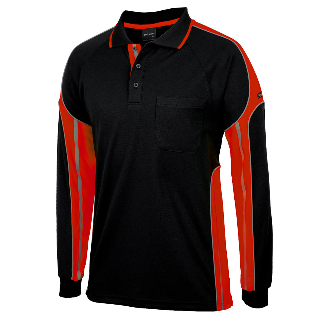 Jbs Wear The Street Panel Polo | Adults | Long Sleeve Black/Orange Work Safety Protective Gear