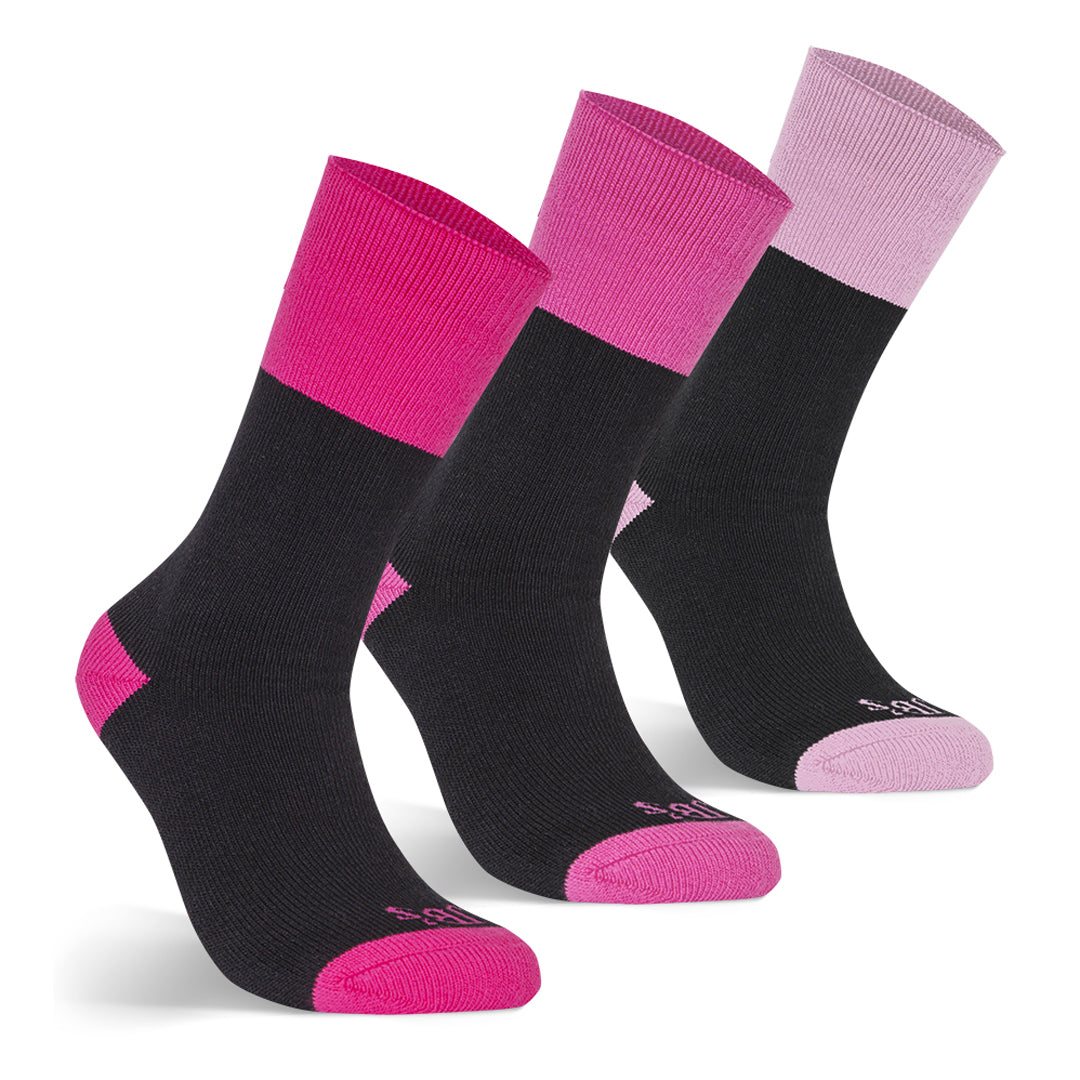 Jbs Wear The Ladies Work Sock | 3 Pack Black/Pink Mix Socks