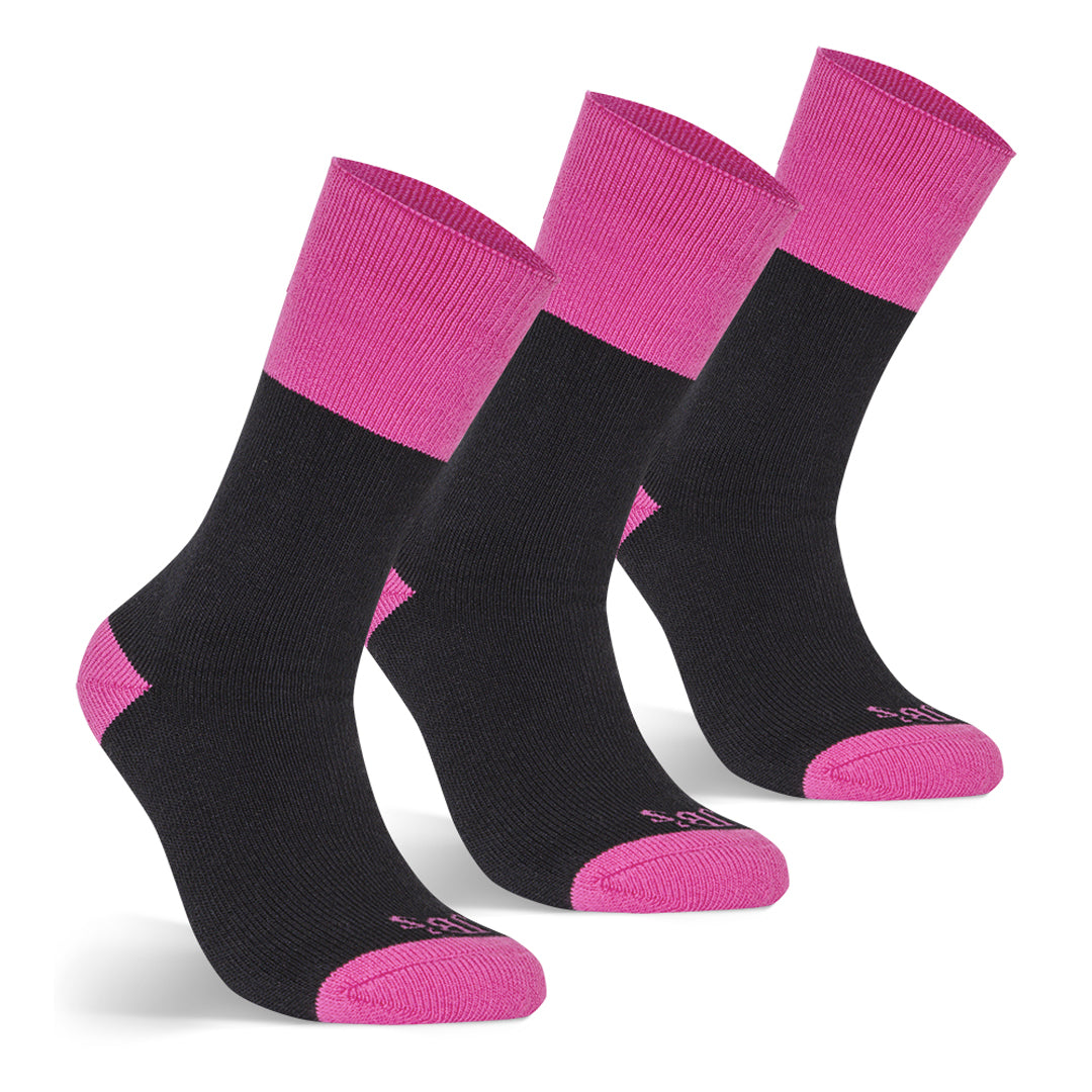 Jbs Wear The Ladies Work Sock | 3 Pack Black/Mid Pink Socks