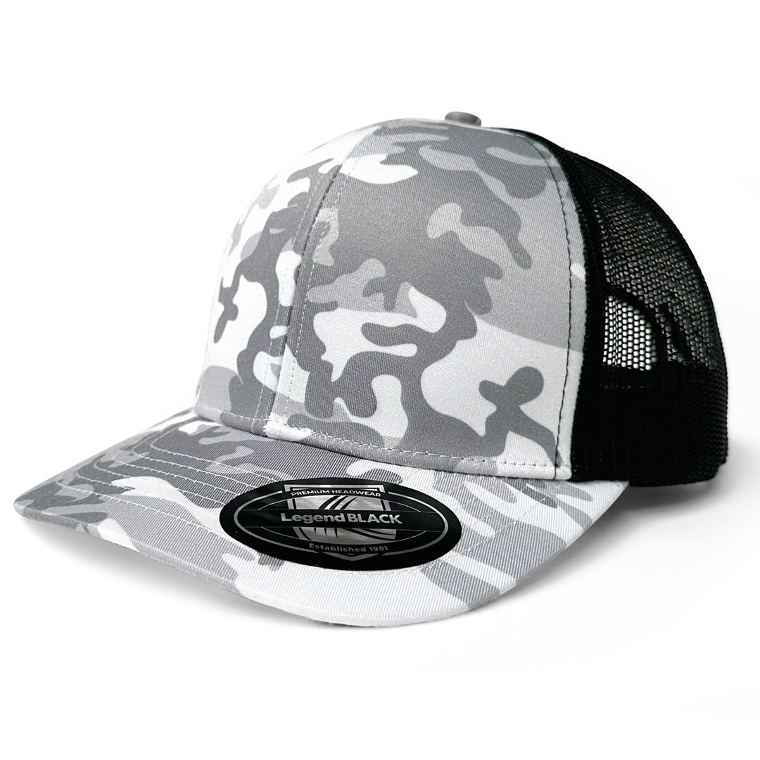 Legend Black The Snow Camo Trucker Cap | 6 Panel Hats