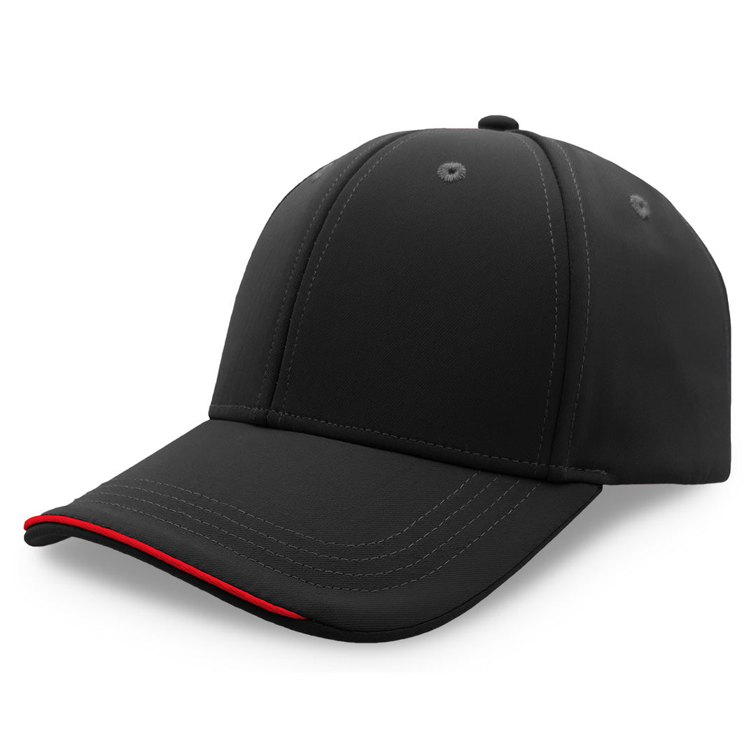 Legend Black The Streamliner Cap | 6 Panel Black/Red Hats