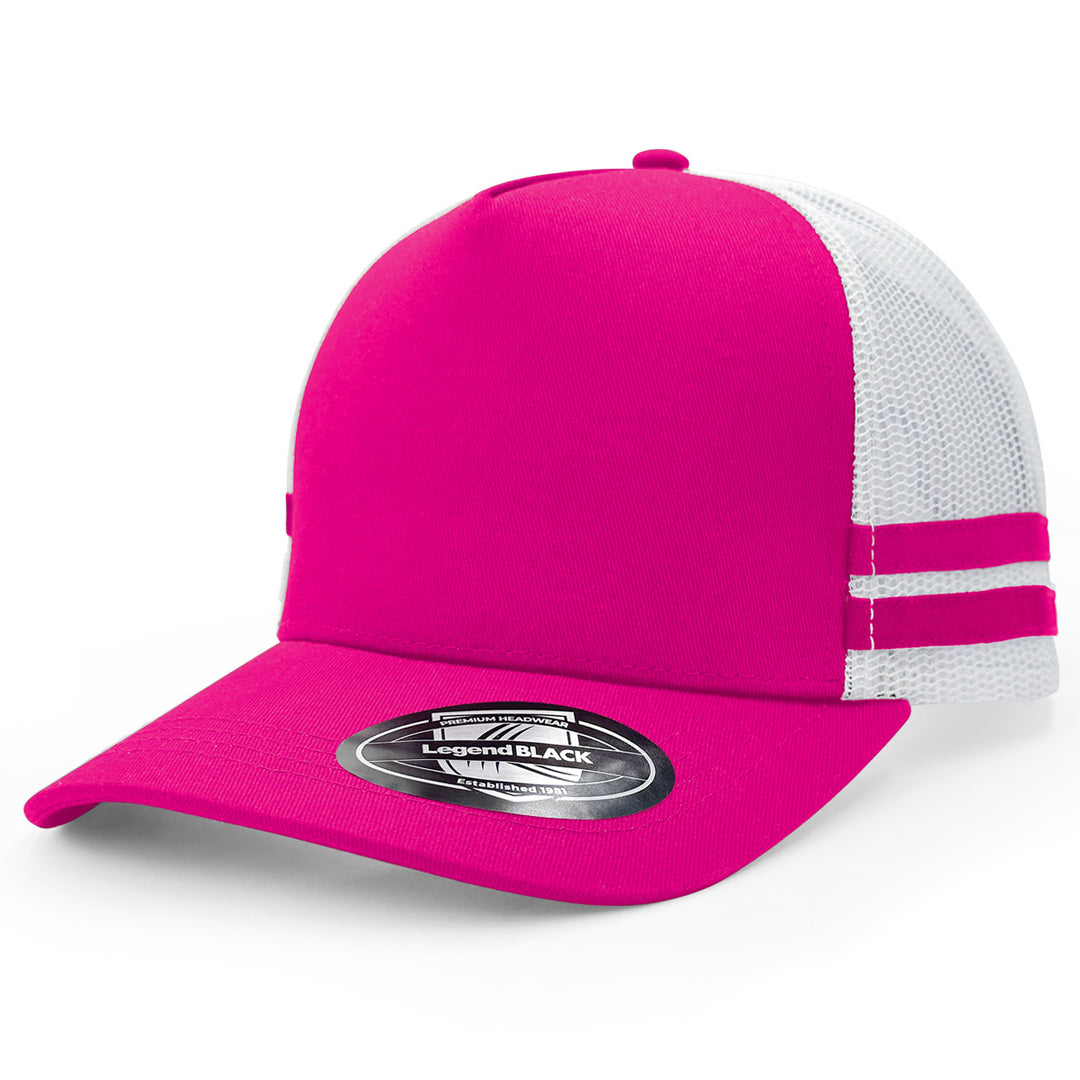 Legend Black The Striped Trucker Cap Hot Pink/White Hats