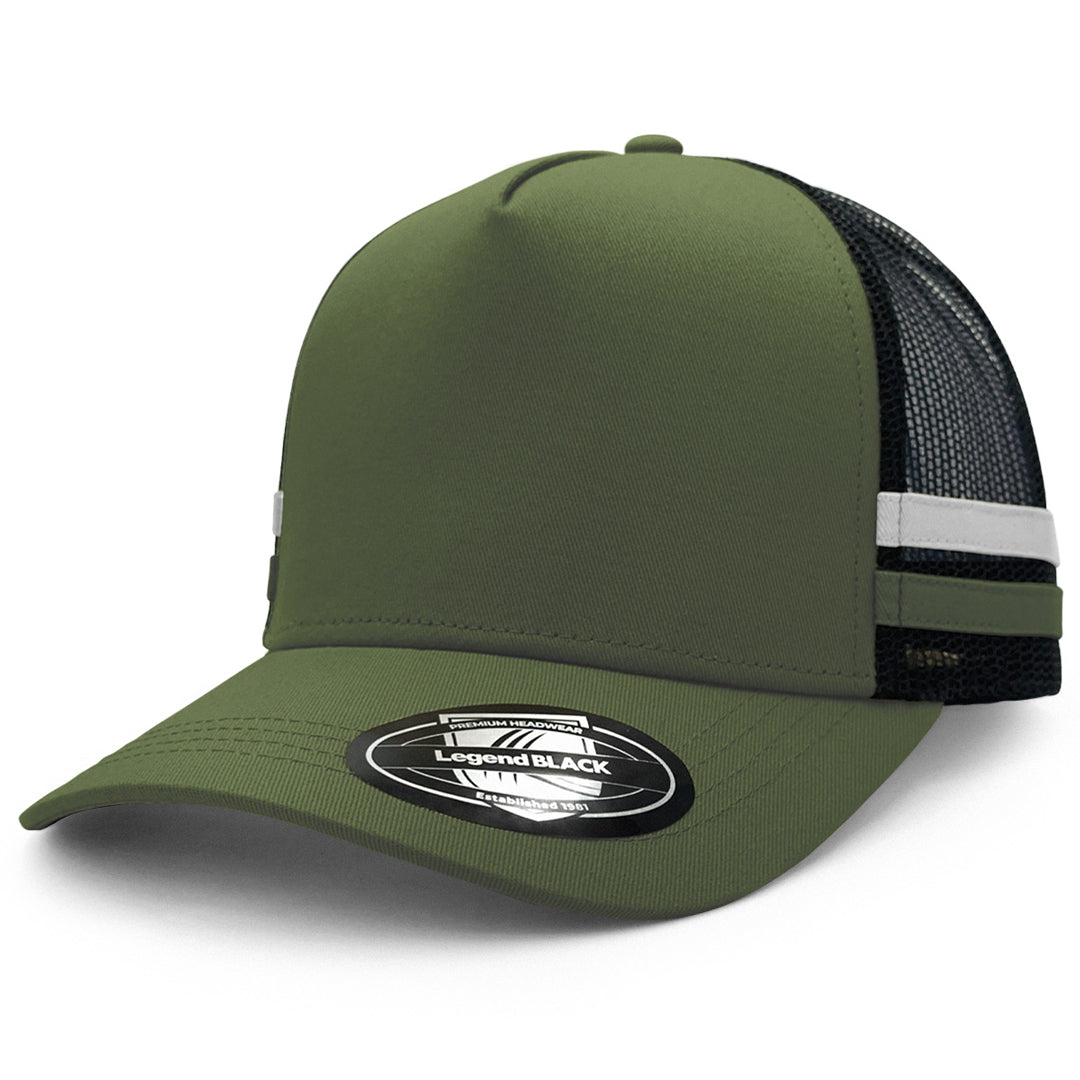 Legend Black The Striped Trucker Cap Olive/Black Hats