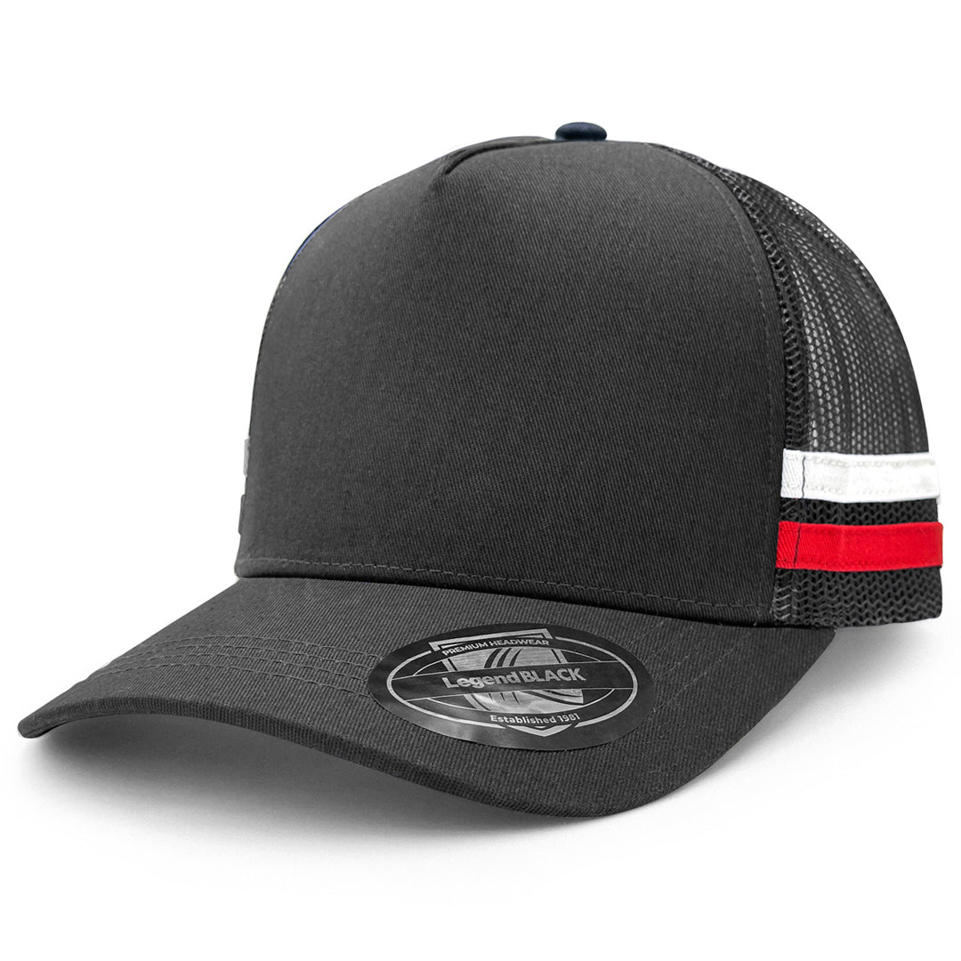 Legend Black The Striped Trucker Cap Black/Black/White Hats