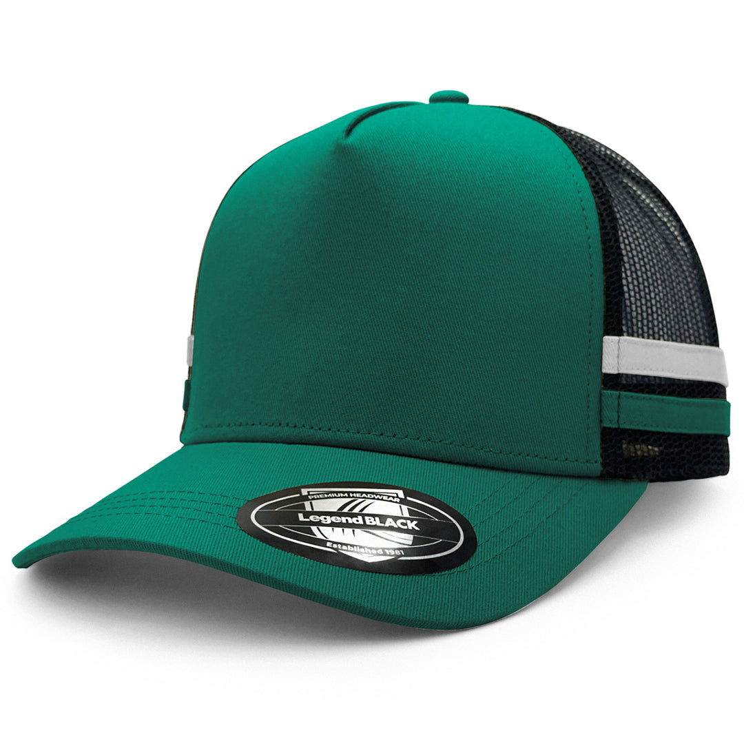 Legend Black The Striped Trucker Cap Bottle/Black/White Hats