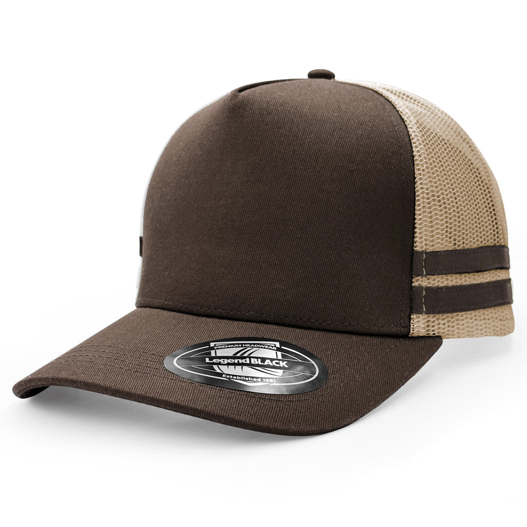 Legend Black The Striped Trucker Cap Brown/Khaki/Brown Hats