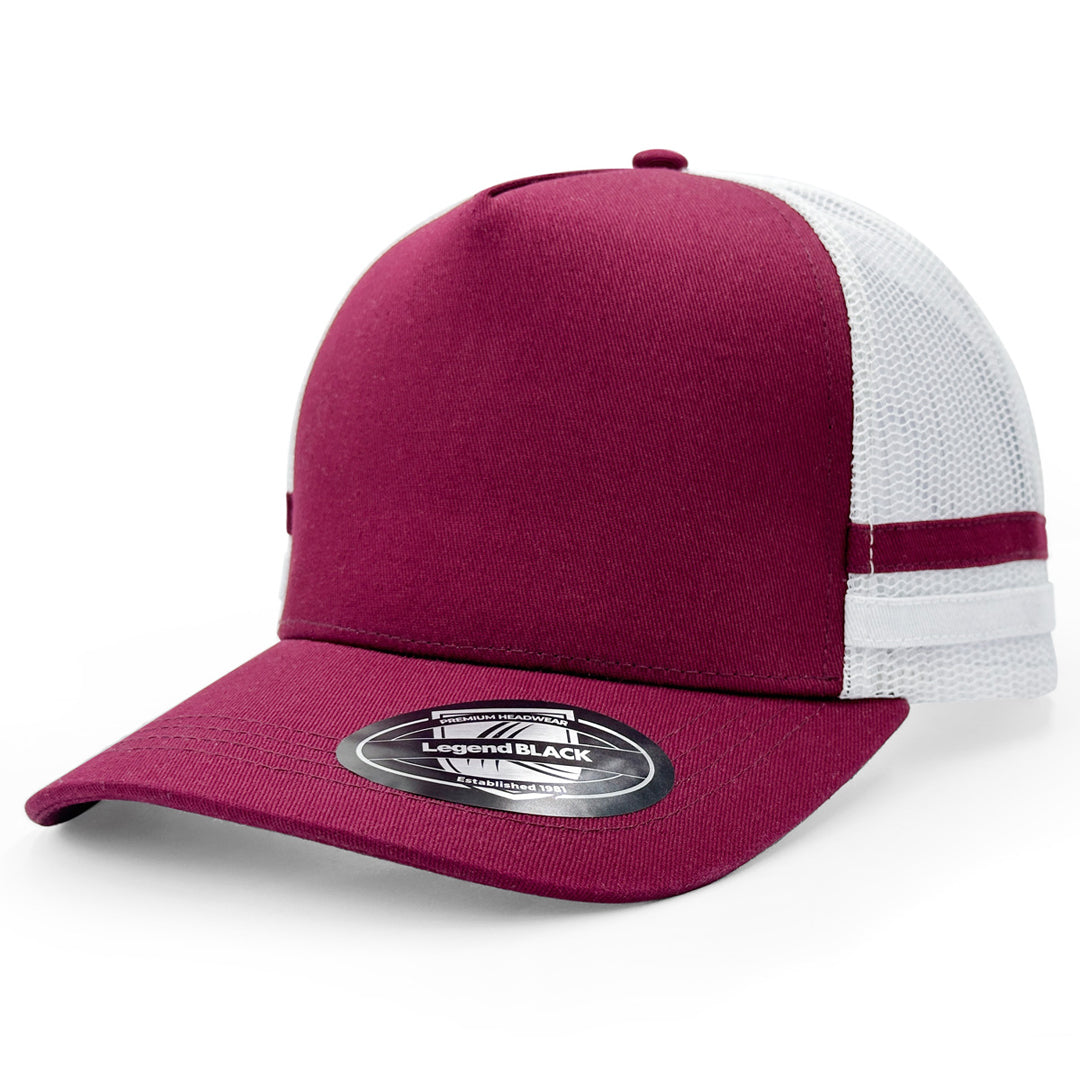 Legend Black The Striped Trucker Cap Maroon/White/Maroon Hats