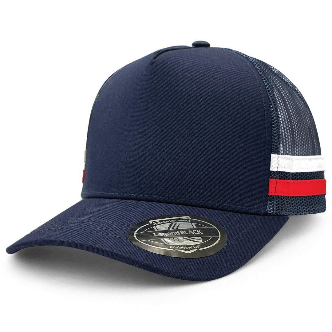 Legend Black The Striped Trucker Cap Navy/Navy/White Hats