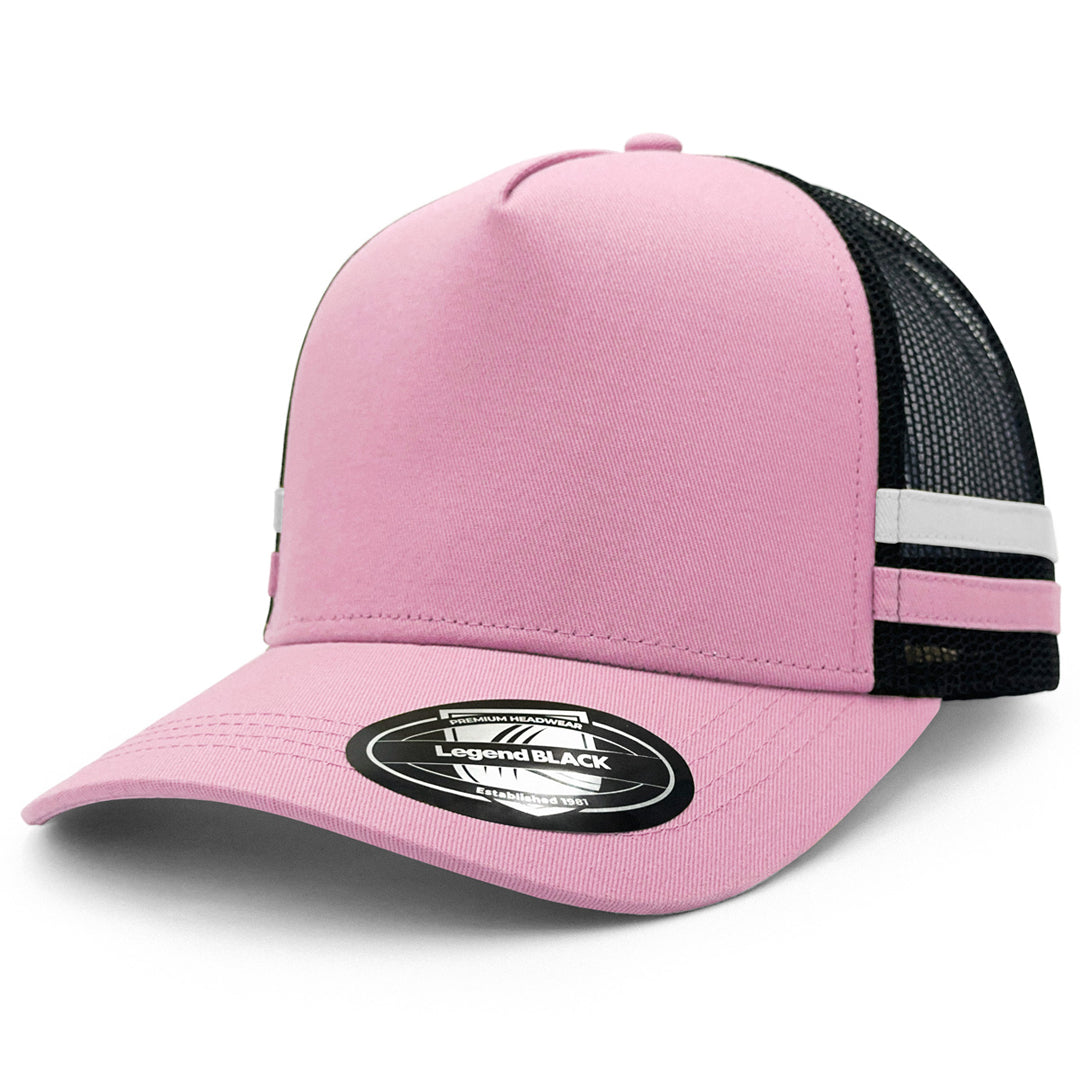 Legend Black The Striped Trucker Cap Pink/Black/White Hats