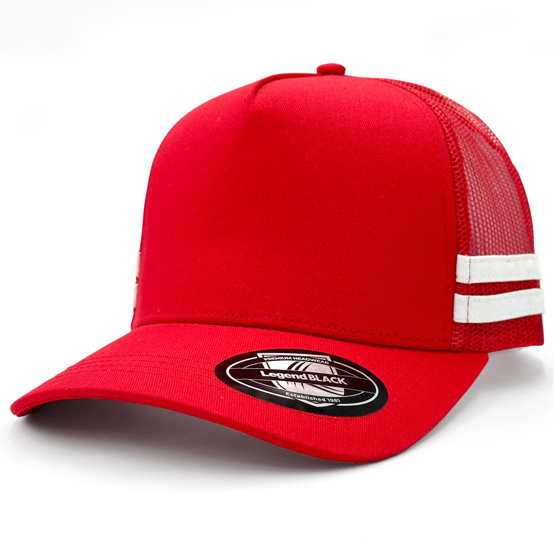 Legend Black The Striped Trucker Cap Red/Red/White Hats