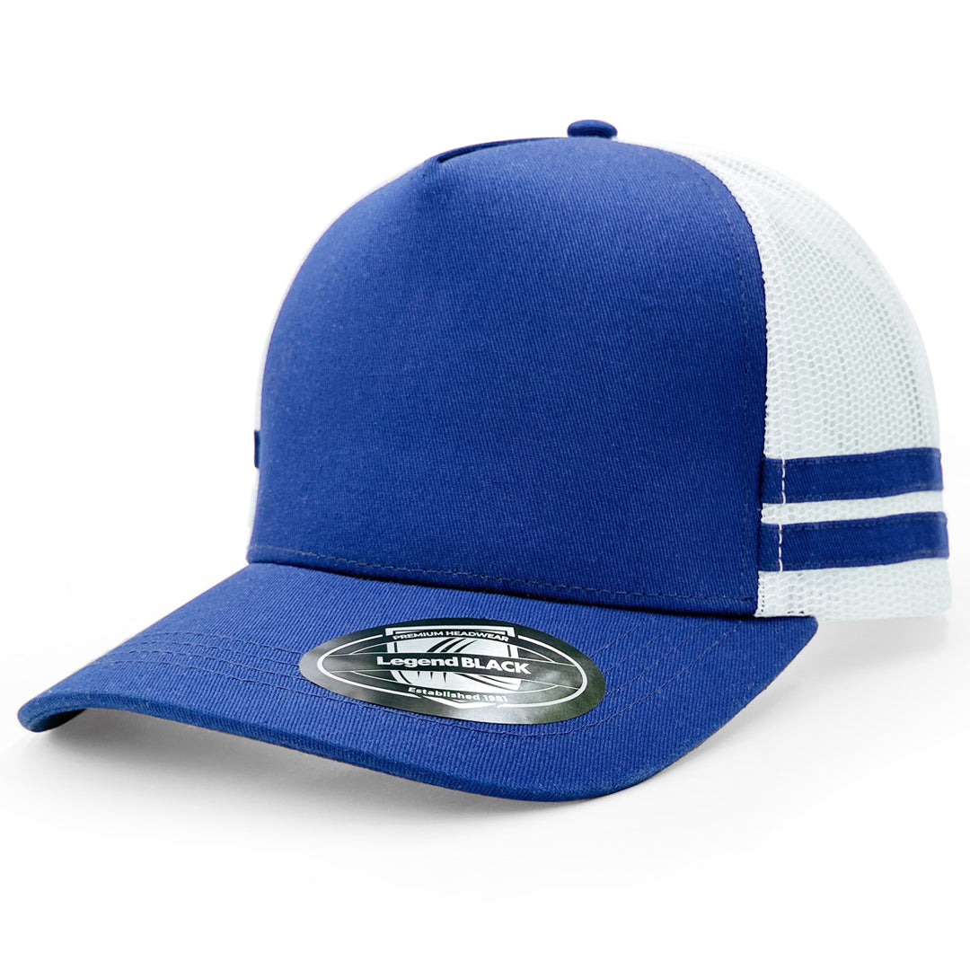 Legend Black The Striped Trucker Cap Royal/White/Royal Hats