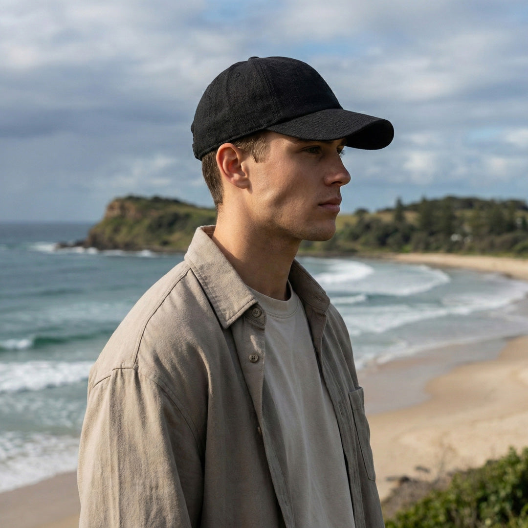Legend Black The Lennox Linen Cap Hats