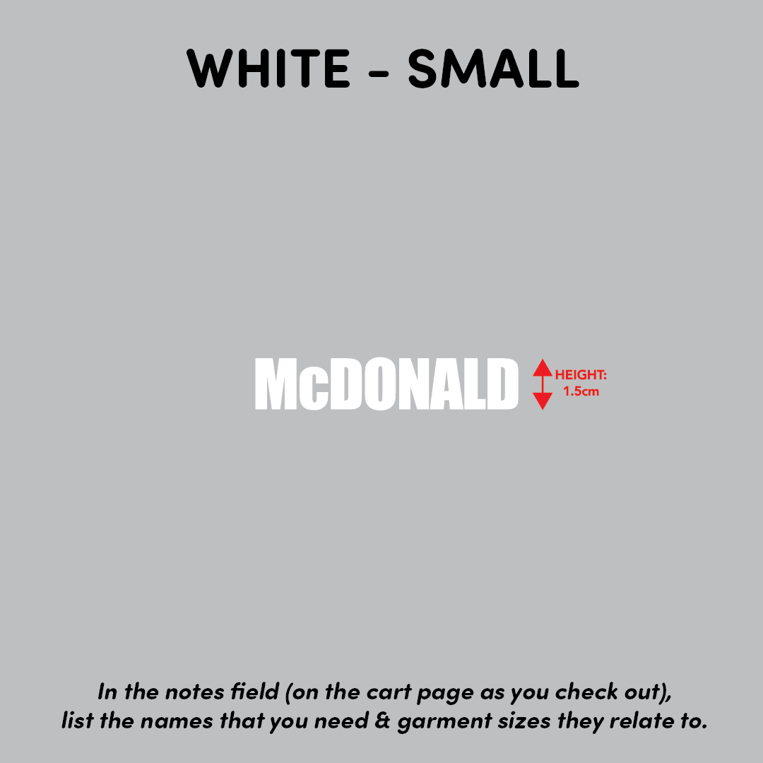 House of Uniforms Player Names White Branding