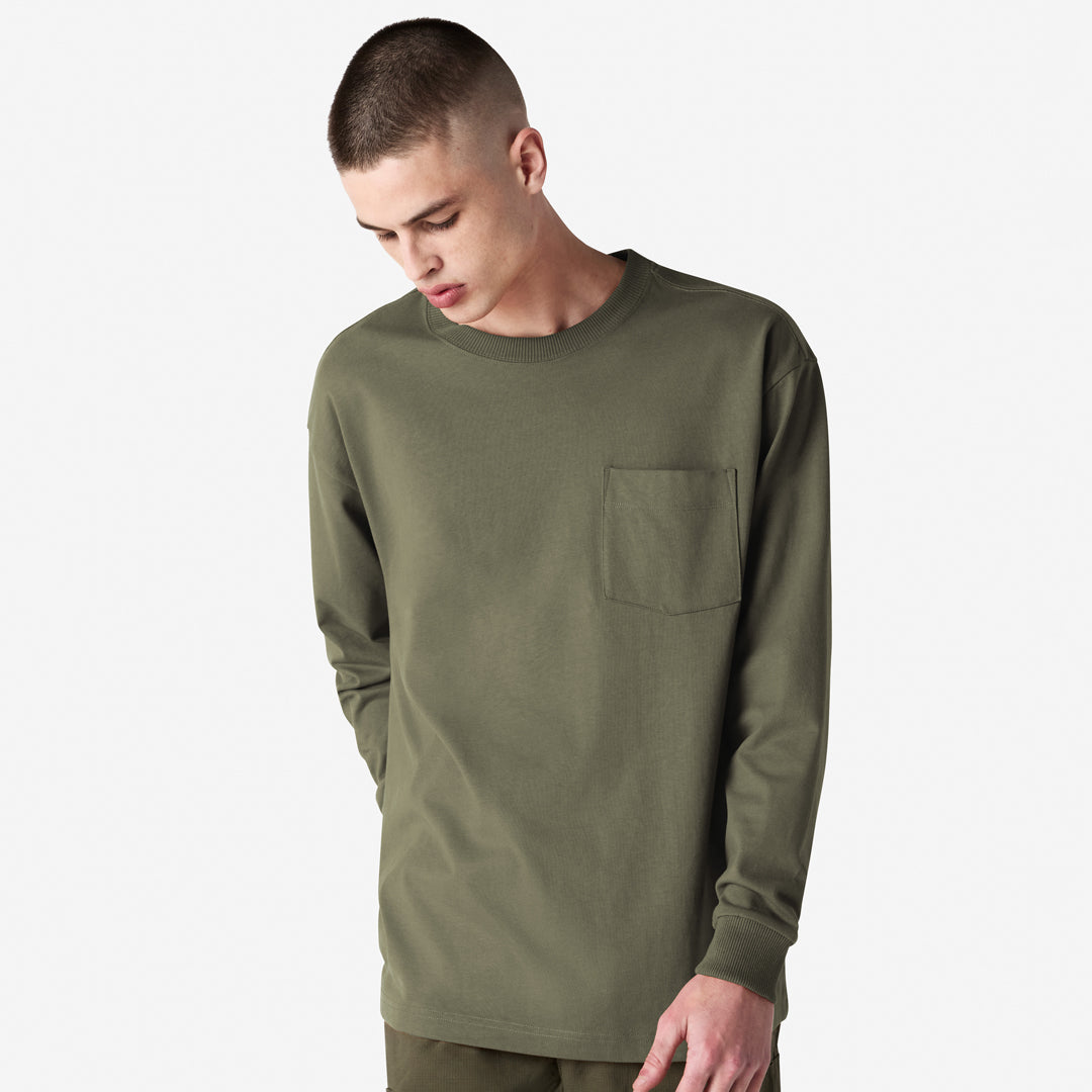 American Apparel The Super Heavy Weight Tee | Adults | Long Sleeve Military Green Shirts & Tops