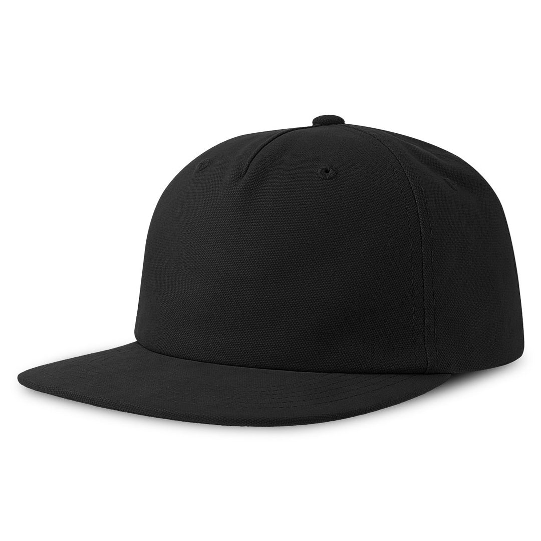 Atlantis Headwear The Cruz Organic Cotton Flat Peak Cap | Atlantis Black Headwear