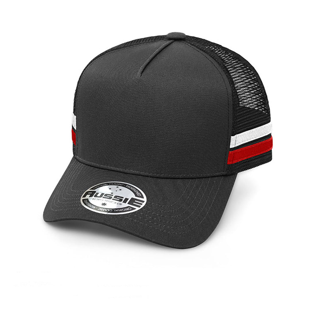 Grace Collection The A Frame Striped Cap | Kids Black/Black/White Hats