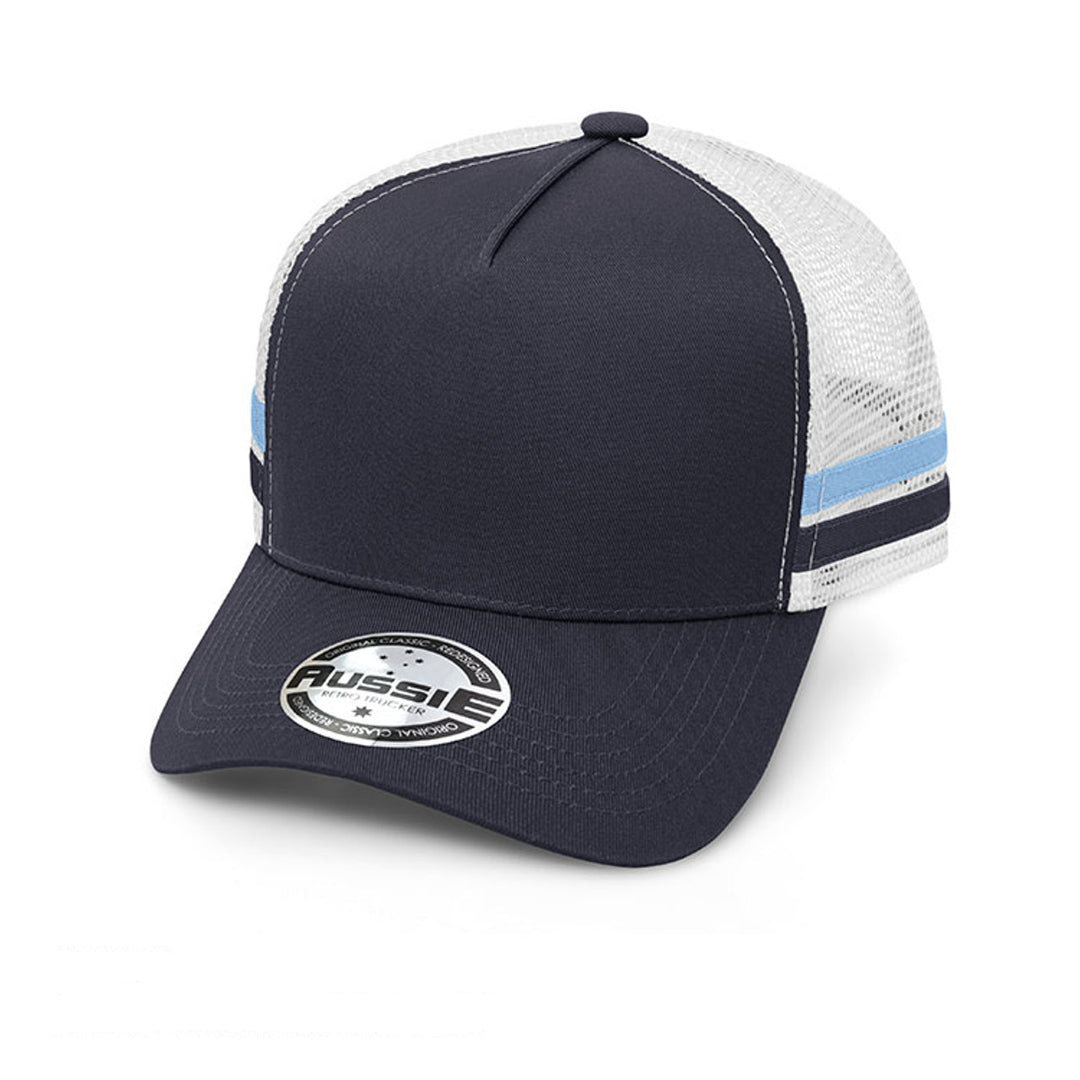 Grace Collection The A Frame Striped Cap | Kids Navy/White/Sky Hats