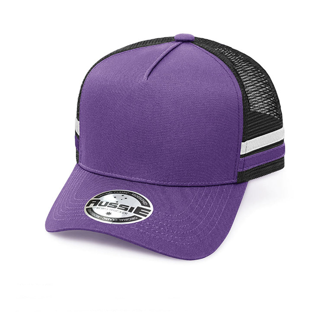 Grace Collection The A Frame Striped Cap | Kids Purple/Black Hats