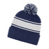 Grace Collection The Thick Stripe Pom Pom Beanie | Unisex Navy/White Hats