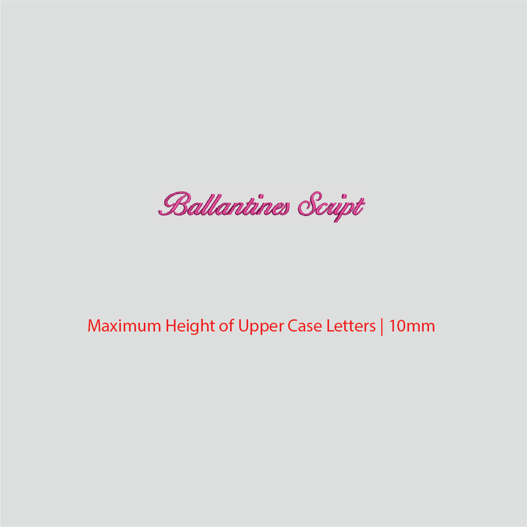 House of Uniforms Embroidery | Personal Names | Small Ballentine Script Branding