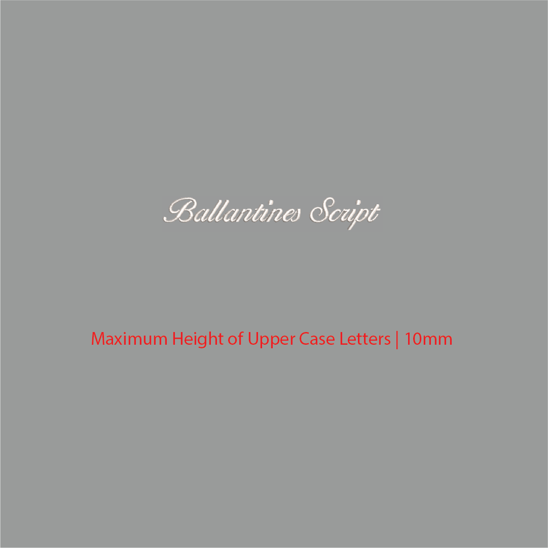 House of Uniforms Embroidery | Personal Names | Small Ballentine Script Branding