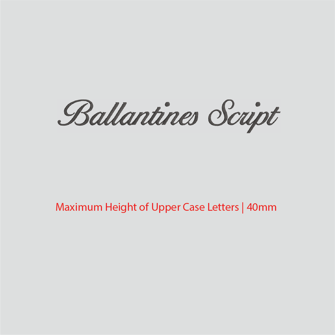 House of Uniforms Embroidery | Personal Names | Medium Ballentine Script Branding