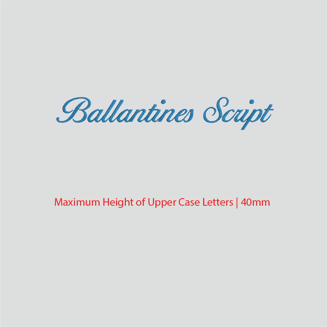 House of Uniforms Embroidery | Personal Names | Medium Ballentine Script Branding