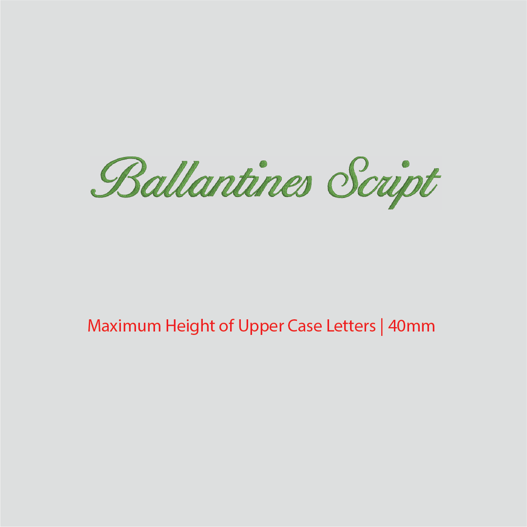 House of Uniforms Embroidery | Personal Names | Medium Ballentine Script Branding