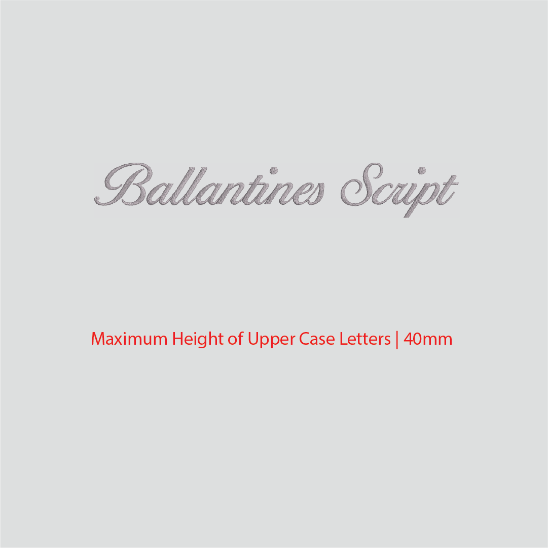 House of Uniforms Embroidery | Personal Names | Medium Ballentine Script Branding