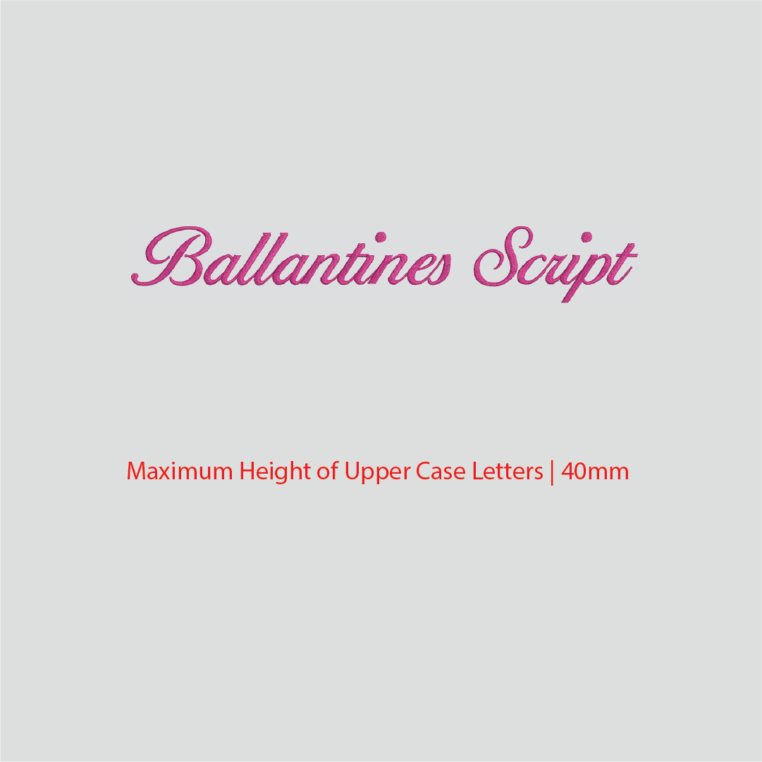 House of Uniforms Embroidery | Personal Names | Medium Ballentine Script Branding