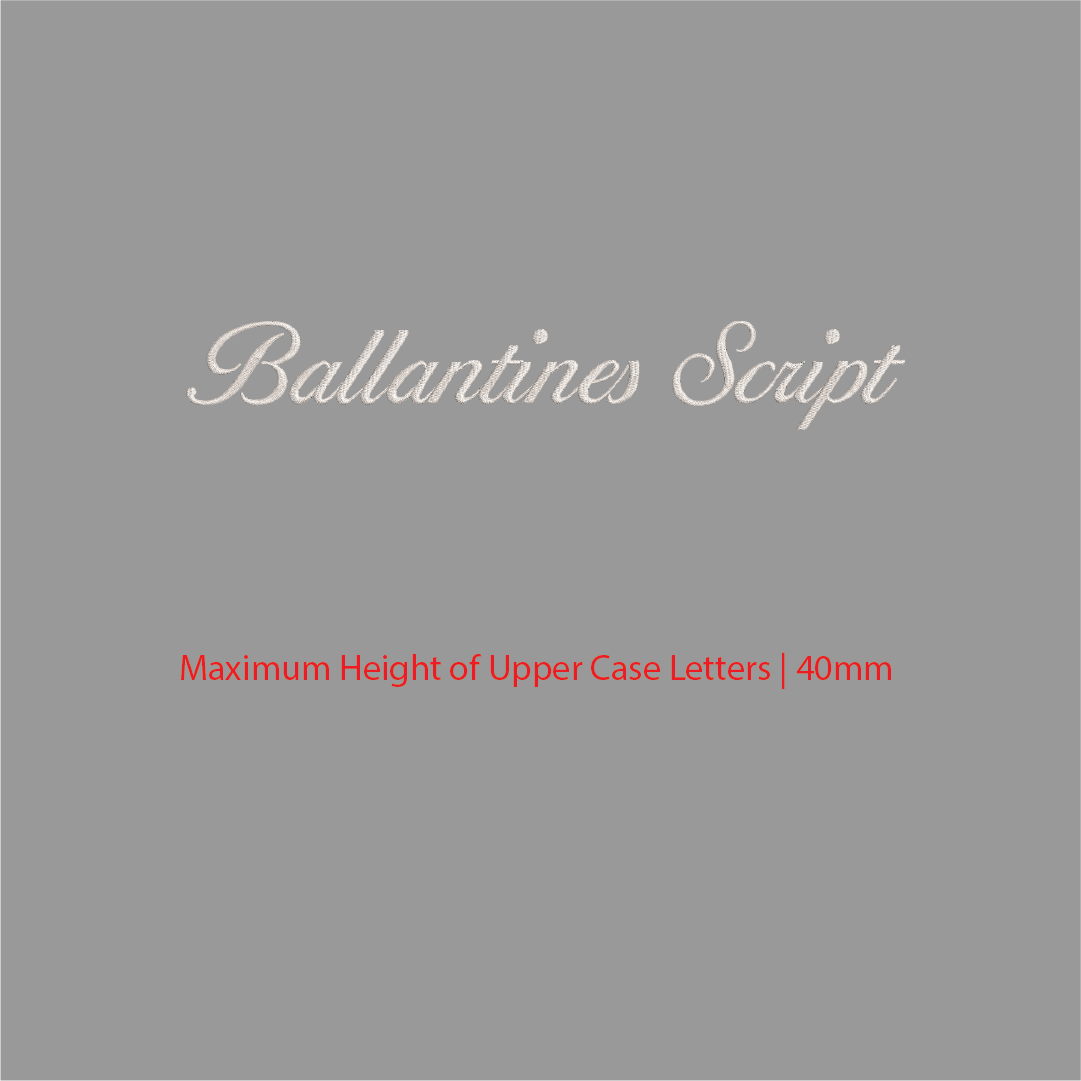 House of Uniforms Embroidery | Personal Names | Medium Ballentine Script Branding
