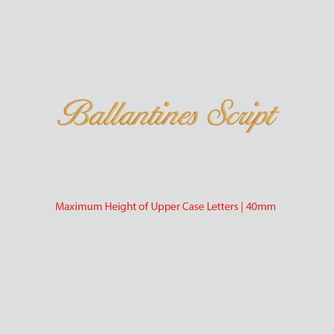 House of Uniforms Embroidery | Personal Names | Medium Ballentine Script Branding