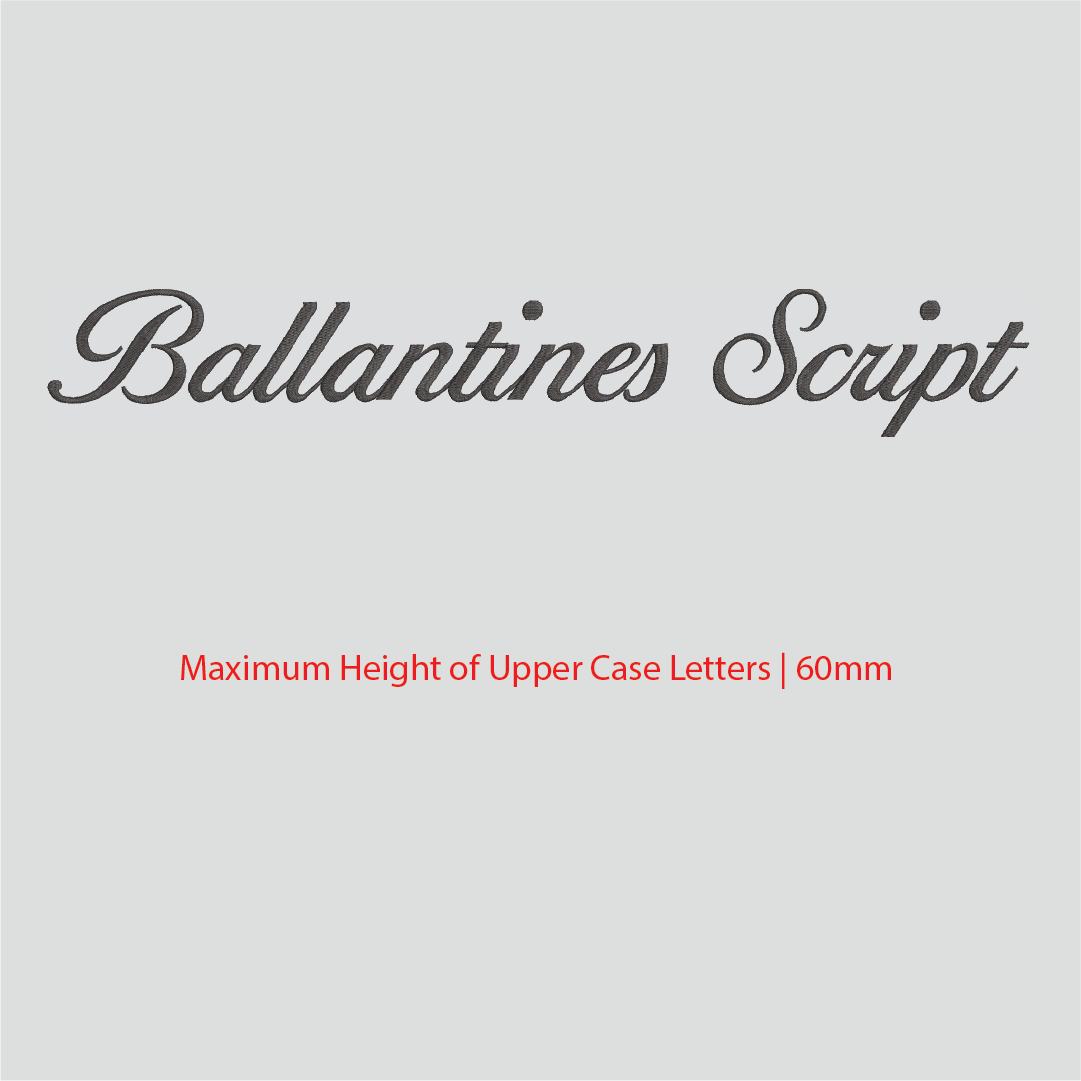 House of Uniforms Embroidery | Personal Names | Large Ballantine Script Branding