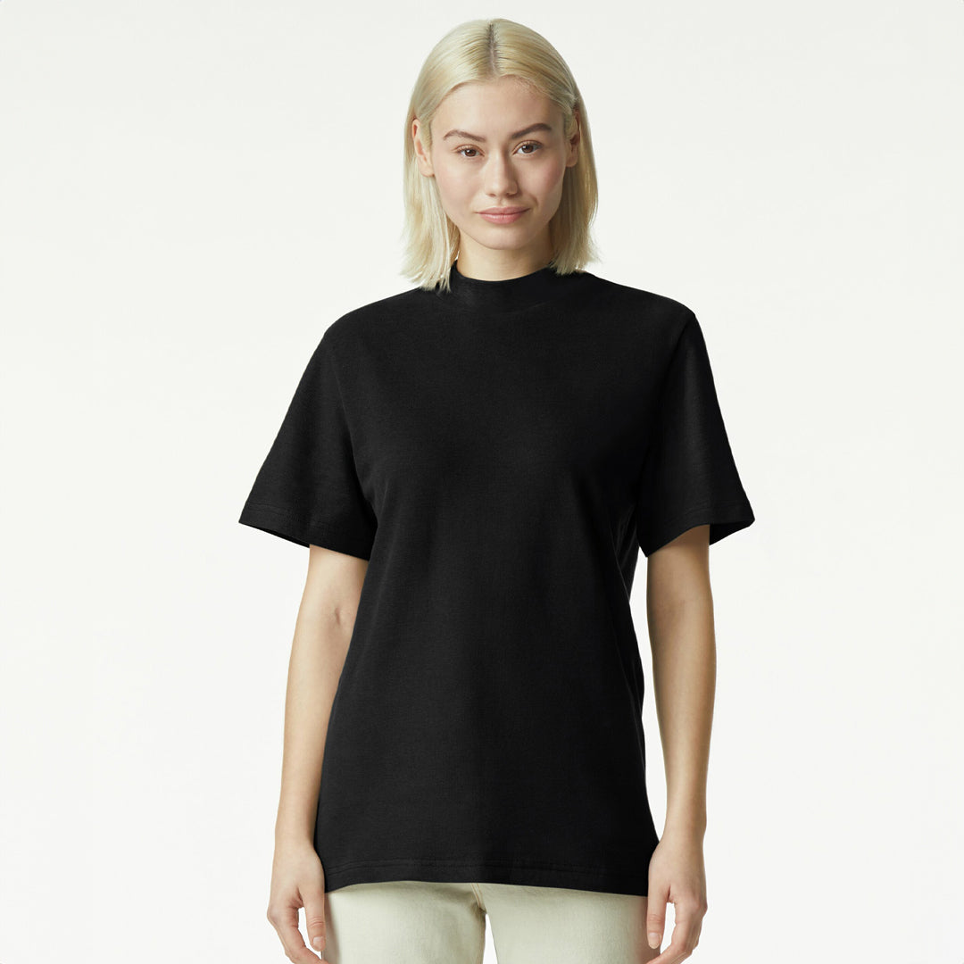 American Apparel The Mock Neck Tee Shirt | Adults Black Shirts & Tops