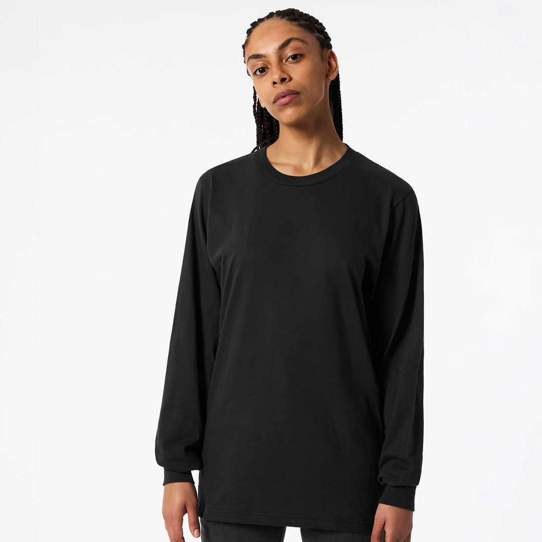 American Apparel The Fine Jersey Tee | Long Sleeve | Adults Black Shirts & Tops