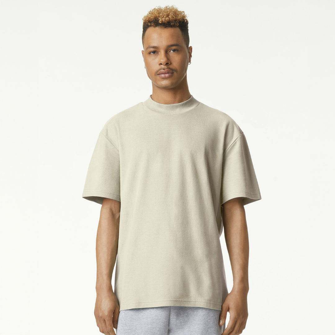 American Apparel The Mock Neck Tee Shirt | Adults Bone Shirts & Tops